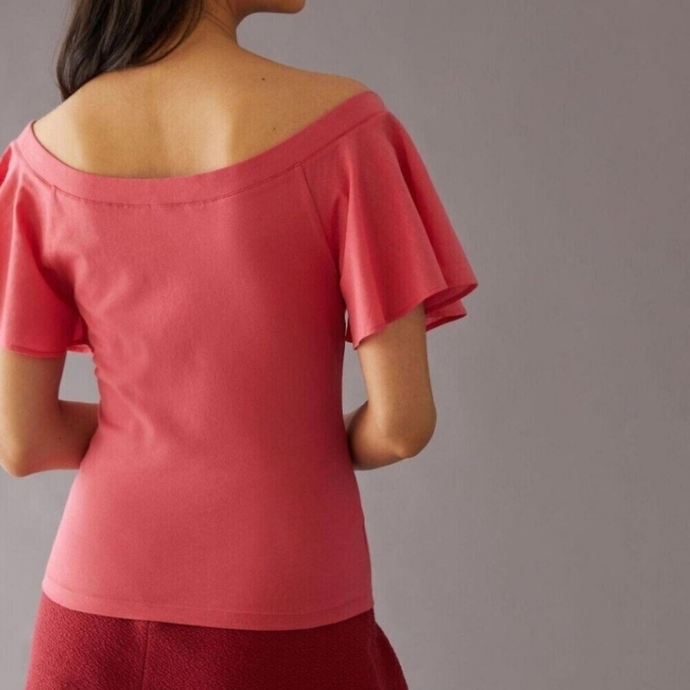 NWT Anthropologie Maeve Off The Shoulder Flutter Blouse Size XS - Picture 2 of 8